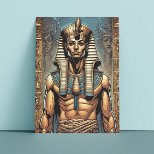 Carte Postale Ancien pharaon égyptien dans le temple