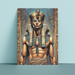 Carte Postale Ancien pharaon égyptien dans le temple