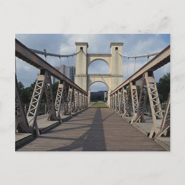 Carte Postale Ancien pont suspendu, site historique de Waco, Tex (Devant)