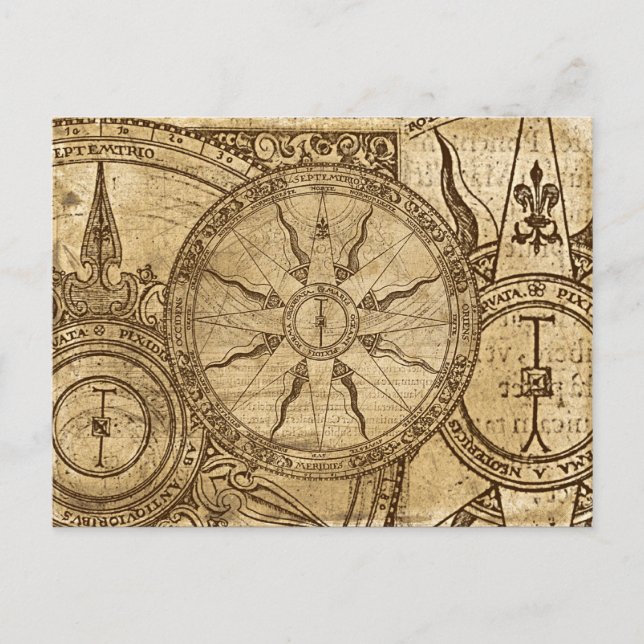Carte Postale Ancien Rose Compass (Devant)