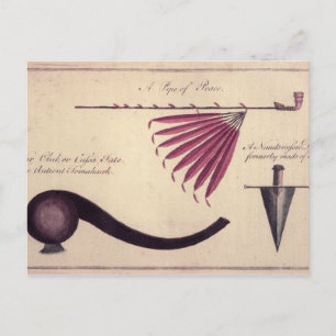 Carte Postale Ancien tomahawk, pipe de paix et poignard, c.1590