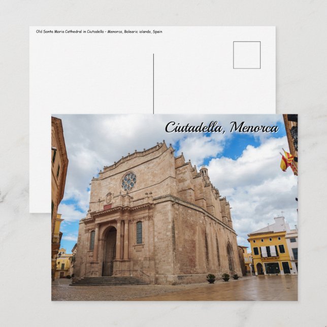 Carte Postale Ancienne cathédrale Santa Maria de Ciutadella - Me (Devant / Derrière)