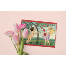 Carte postale ancienne Cherub Love avec cœur roman