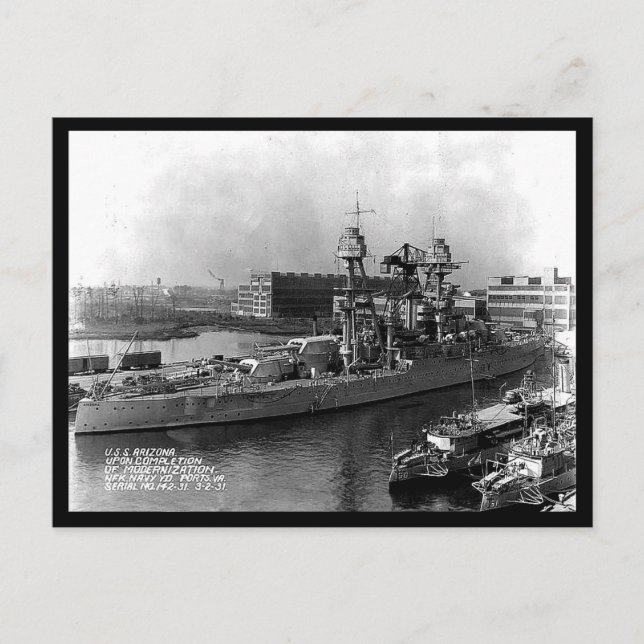 Carte postale ancienne - cuirassé américain "Arizo (Devant)
