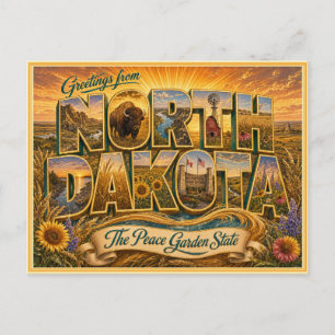 Carte postale ancienne de salutation du Dakota du