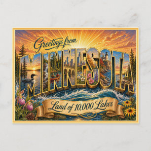 Carte postale ancienne de salutations du Minnesota