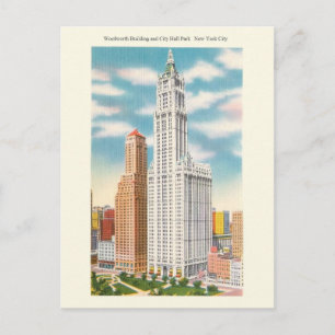 Carte postale ancienne du bâtiment Woolworth et du