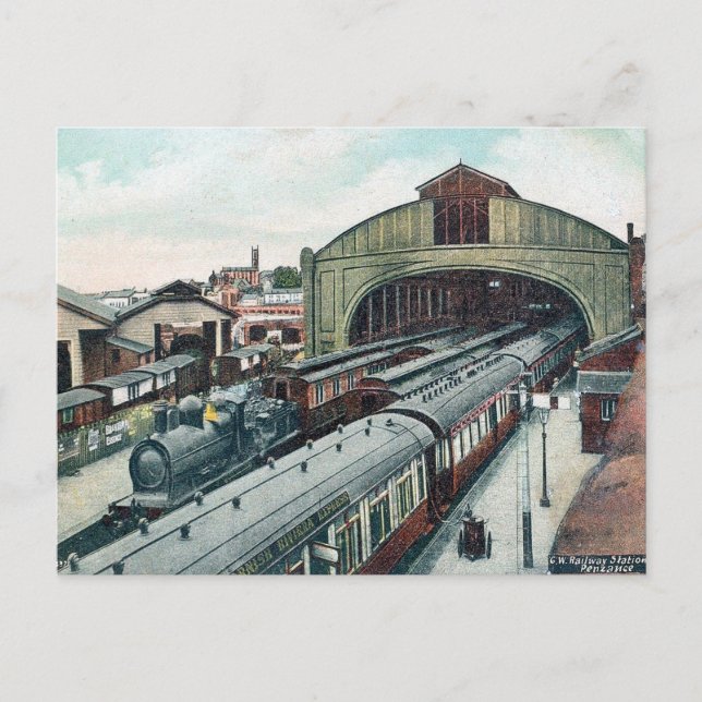 Carte postale ancienne - Gare, Penzance, Cornouail (Devant)