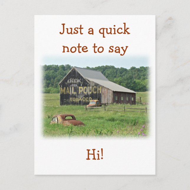 Carte Postale Ancienne grange Pochette de courrier Tabac Publici (Devant)