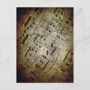 Carte Postale Ancienne partition musicale, notes de musique grun