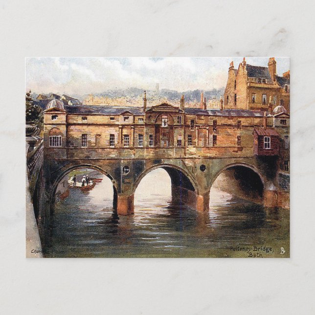 Carte postale ancienne - Pont Pulteney, Bath, Some (Devant)