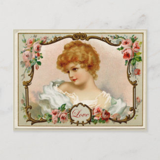 Carte postale ancienne reproduction de jolie dame