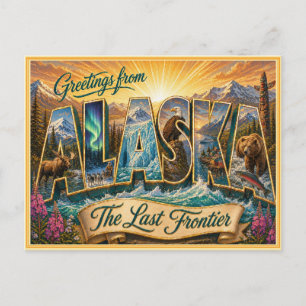 Carte postale ancienne : Salutation d'Alaska