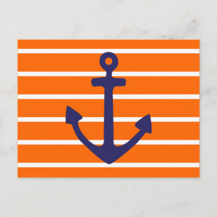 Carte Postale Ancre de la Marine sur Orange Stripe