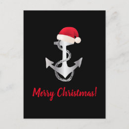 Carte Postale Ancre élégante en dégradé d'argent + SANTA HAT |