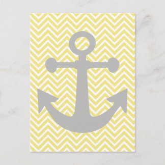 Carte Postale Ancre jaune et gris Pastel nautique par Lara Kulpa
