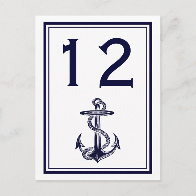 Carte Postale Ancre marine bleu encadré 2V Numéro de tableau (Devant)