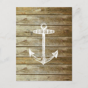 Carte Postale Ancre nautique sur le graphique en bois