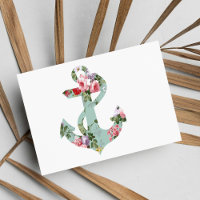 Ancre vintage rouge rose vert fleuri motif