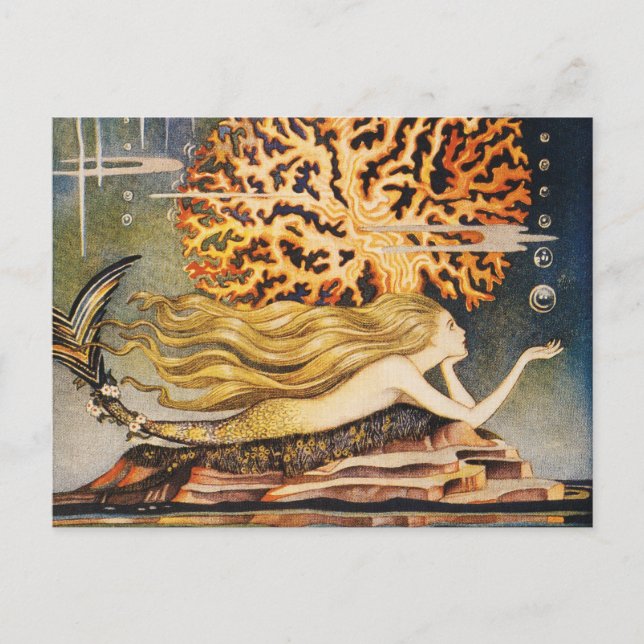 Carte Postale Andersen : Dessin de petite sirène (Devant)