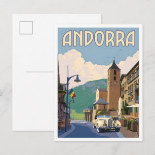 Carte Postale Andorra Art de voyage vintage