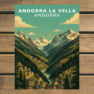 Carte Postale Andorra la Vella, Andorre Village Alpin Rétro