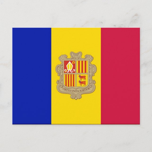 Carte Postale Andorre - Drapeau - (Devant)