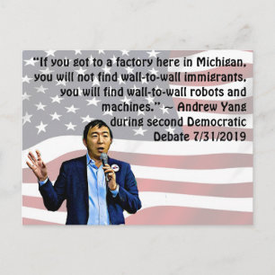 Carte Postale Andrew Yang Citation du deuxième débat démocratiqu