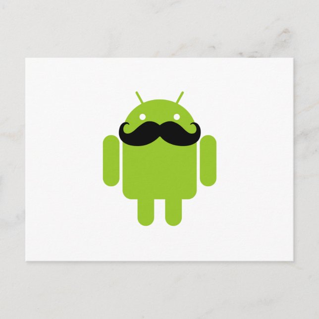 Carte Postale Android Robot Whimsache Style Mustache (Devant)
