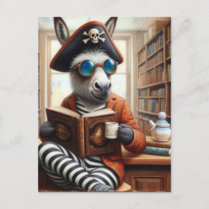 Carte Postale âne avec café