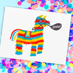 Carte Postale Âne Piñata Aquarelle Coloré