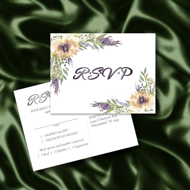 Carte Postale Anémone RSVP Entrée Feuillage Floral Bohème Modern (Créateur téléchargé)