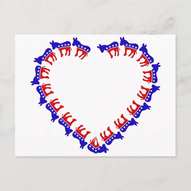 Carte Postale ânes démocratiques dans le coeur (Devant)
