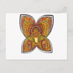 Carte Postale Ange à papillon jaune