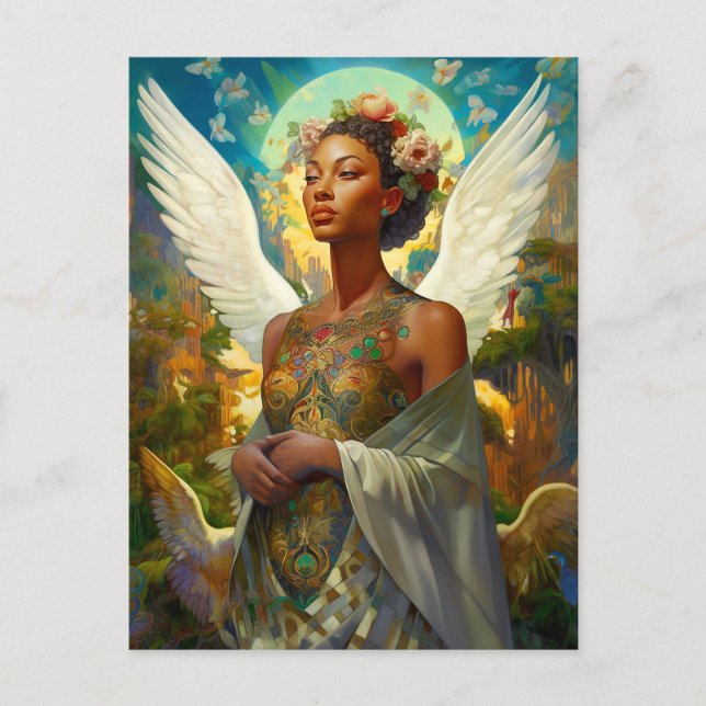 Carte Postale Ange afro-américain déesse Imaginaire Art (Devant)