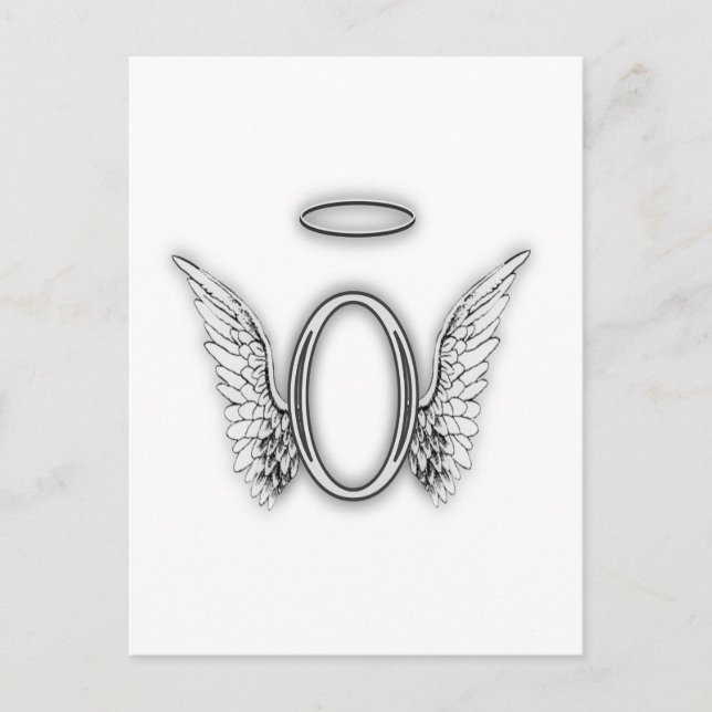 Carte Postale Ange Alphabet O Lettre Initiale Ailes Halo (Devant)