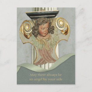 Carte Postale Ange baroque en bois CC0340 Mots bénissants