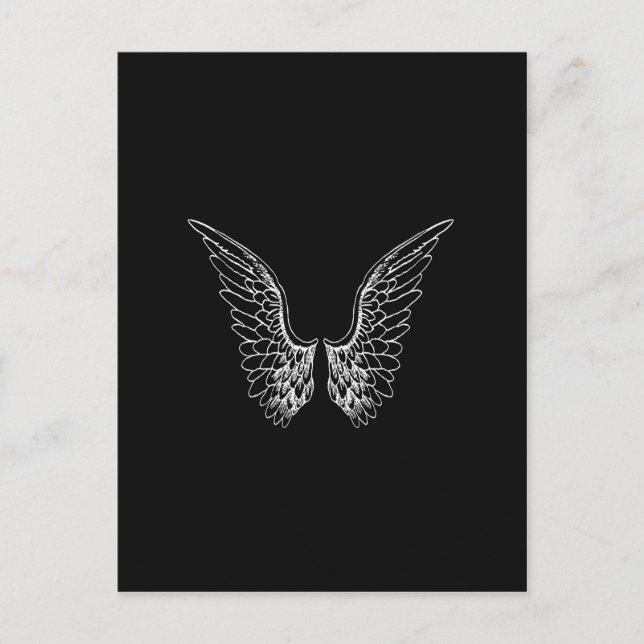 Carte Postale Ange blanc ailes sur Arrière - plan noir (Devant)