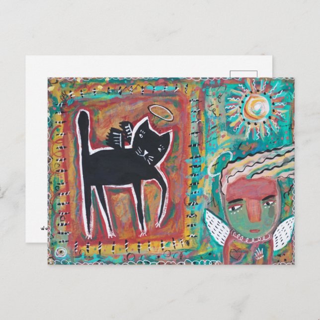 Carte Postale Ange de chat (Devant / Derrière)