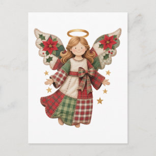 Carte Postale Ange de Noël avec étoiles dorées