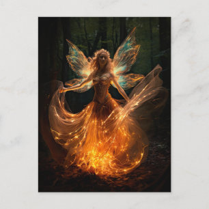 Carte Postale Ange fée magique avec ailes en forêt Pixie