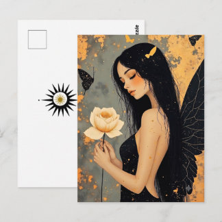 Carte Postale Ange gothique et Rose | Garder le contact