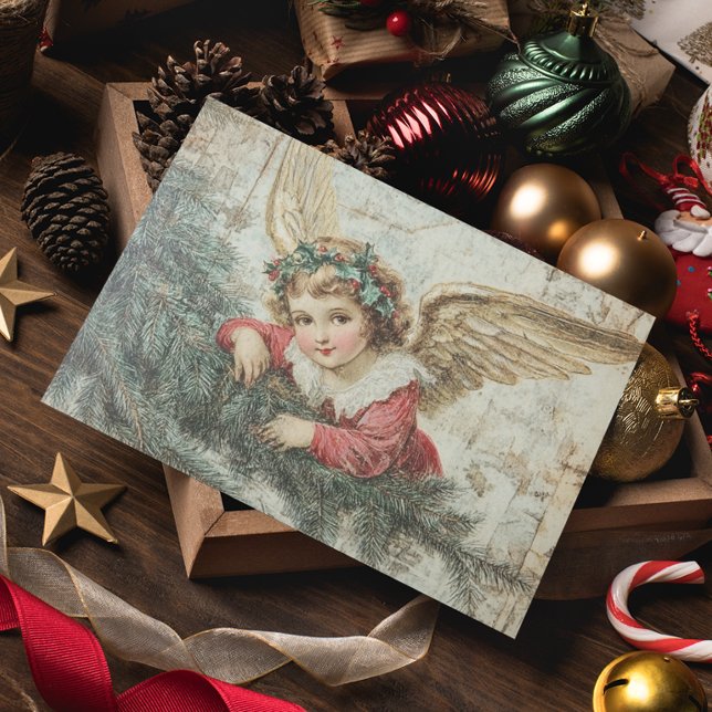 Carte Postale Ange Vintage Découpage Noël (Créateur téléchargé)