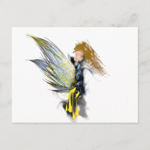 Carte Postale Angel Abstrait en bleu et jaune