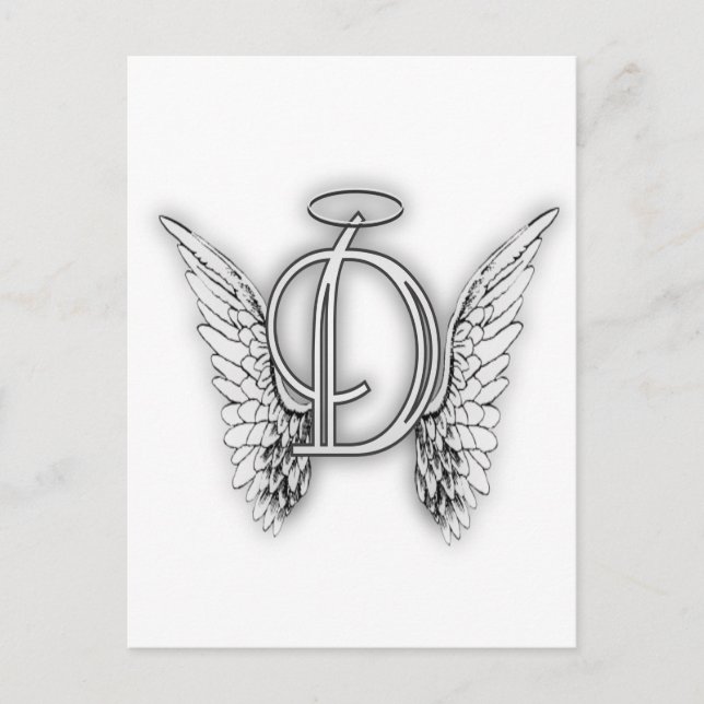 Carte Postale Angel Alphabet D Initiale Dernière Ailes Halo (Devant)