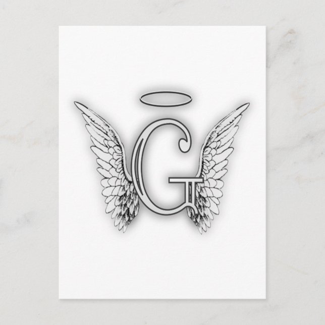 Carte Postale Angel Alphabet G Initiale Dernière Ailes Halo (Devant)