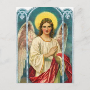 Carte Postale Angel Avec Triptyque De Ruban Rose