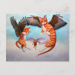 Carte Postale Angel Chat et jeu de souris