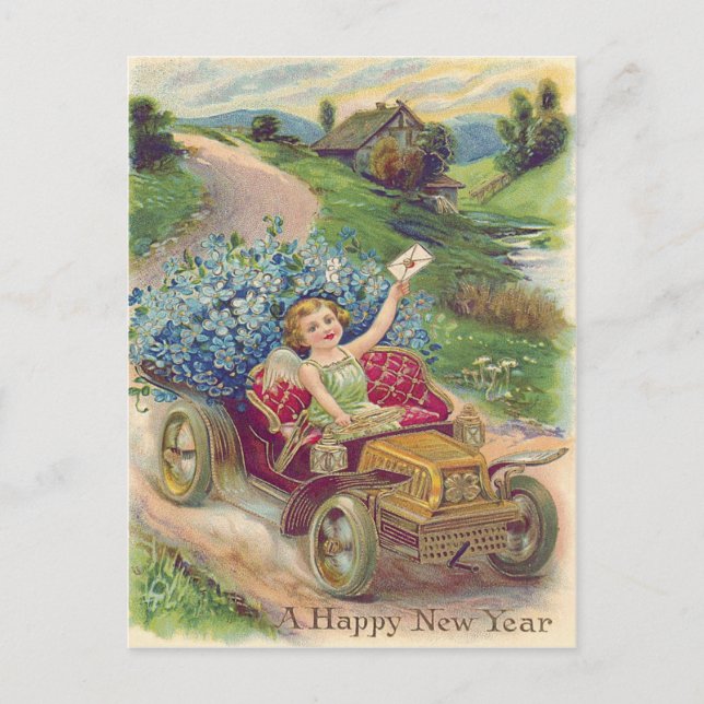 Carte Postale Angel Cherub Oubliez-Moi-Pas De Voiture (Devant)