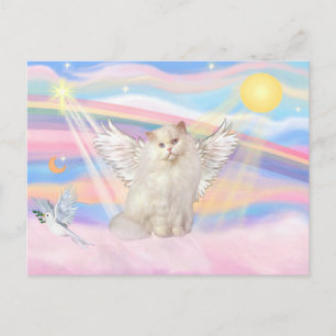 Carte Postale Angel de chat perse blanc dans les nuages